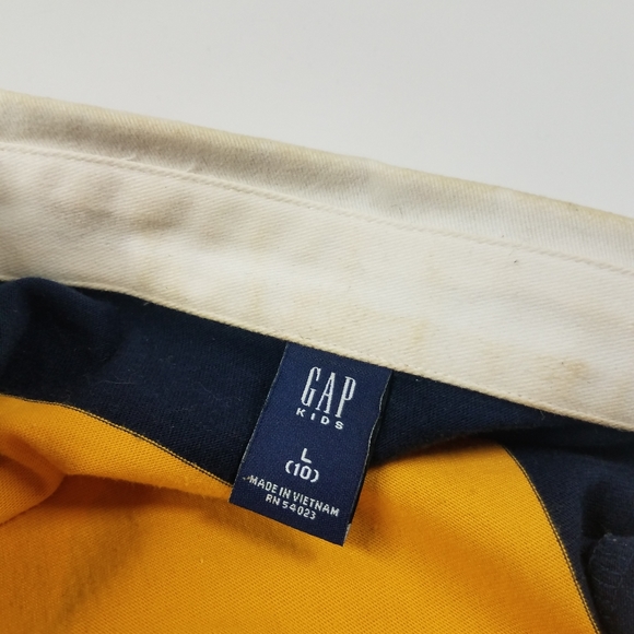 Gap Boys Yellow and Navy Striped Collared Shirt - Picture 7 of 9